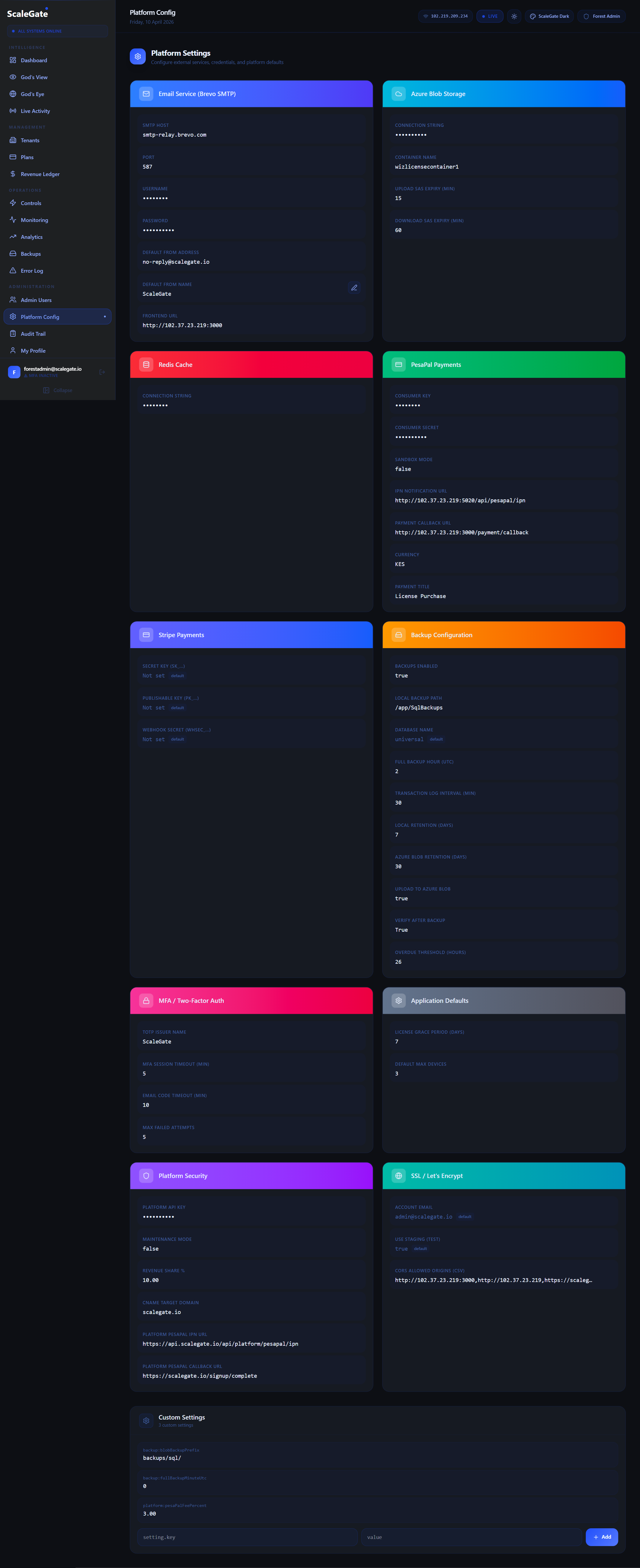 Platform Settings