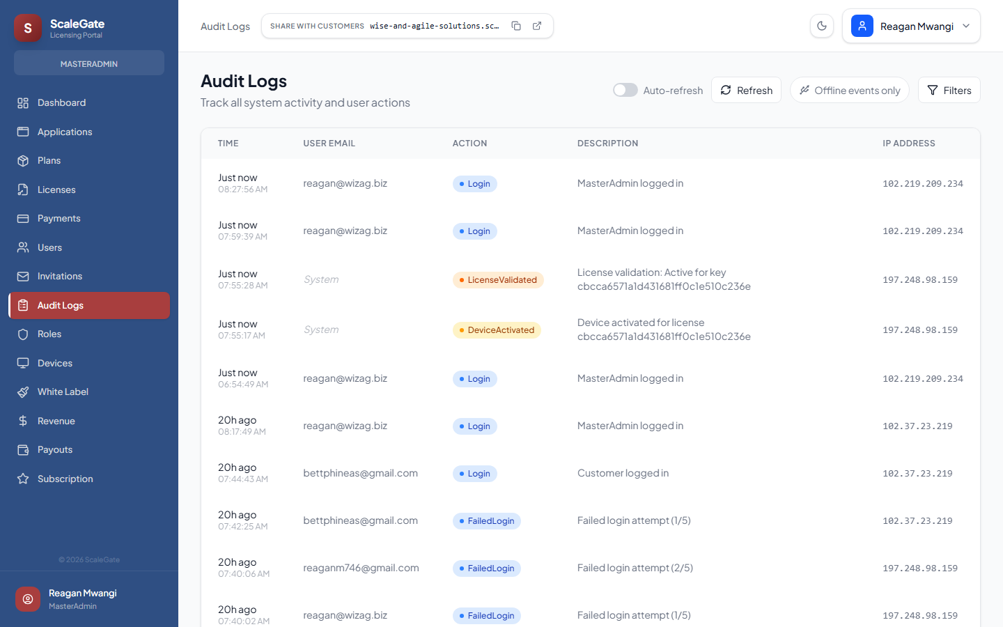 Audit logs